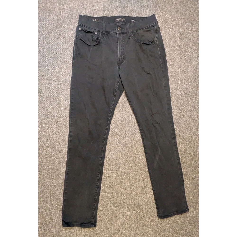 Lucky Brand 121 Slim Straight Jeans Mens 29x30 Black Stretch Denim Pants